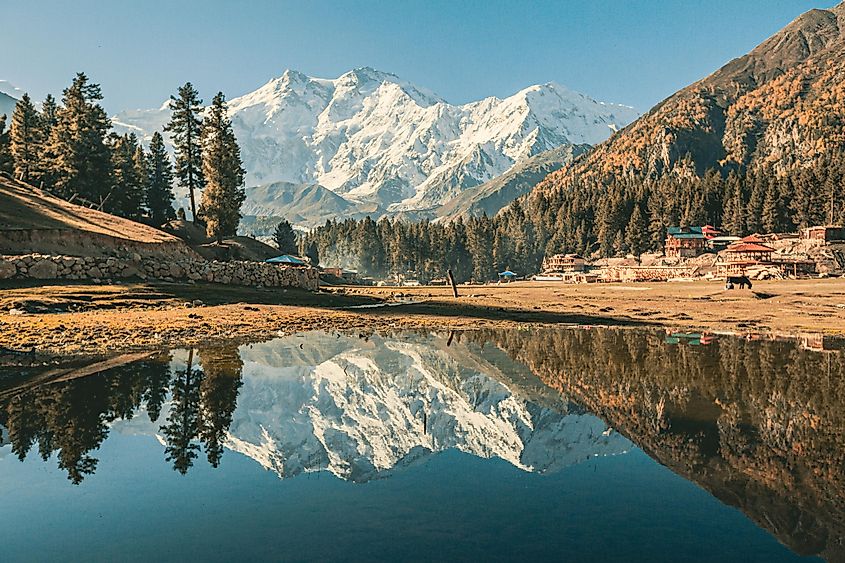 A Himalayan mountain reflected in a peaceful alpine lake