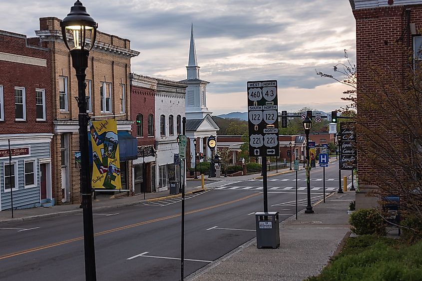 Beautiful main street in Bedford, Virginia