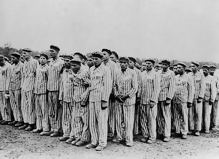 Roll call at Buchenwald concentration camp, ca.1938-1941. Image used under license from Shutterstock.com.