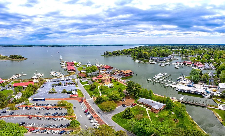 Aerial view of St. Michaels, Maryland.