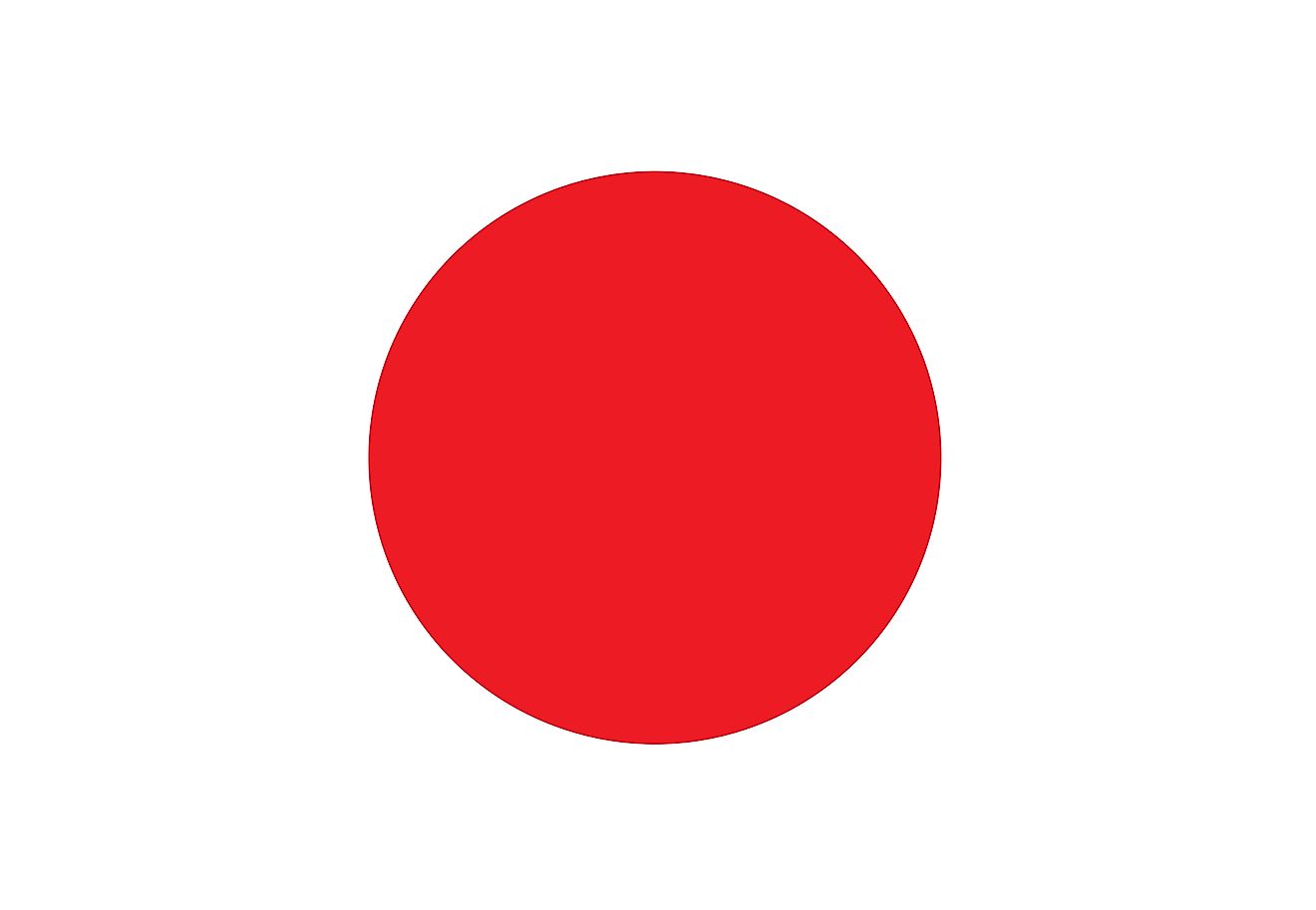 The national flag of Japan is a white rectangular banner with crimson-red disc at the center