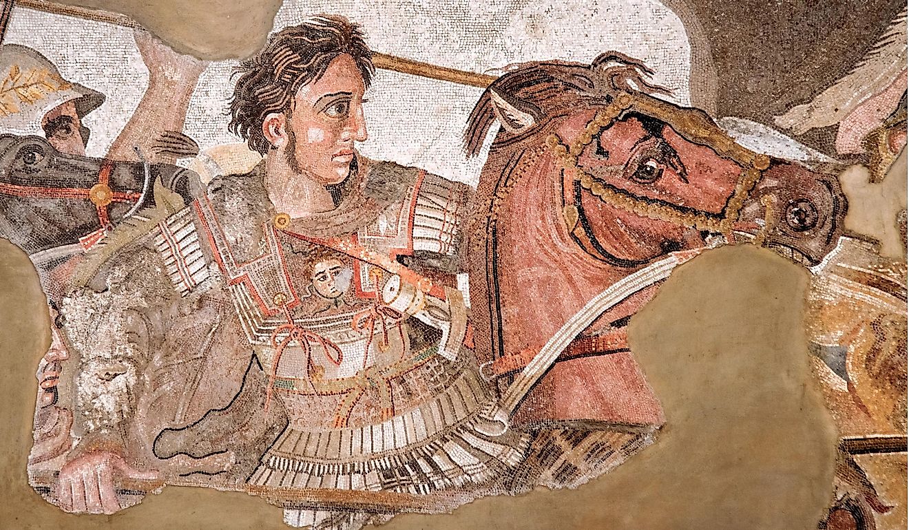 Fragment of ancient Roman Alexander mosaic.