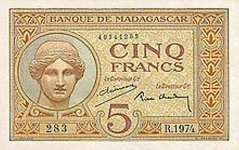 Malagasy 5 franc Banknote