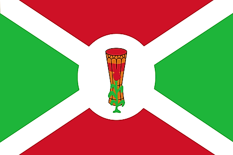 Flag of Burundi from 1 July 1962 to 28 November 1966 (Drum Variant). Image credit: Eeilios/Wikimedia.org