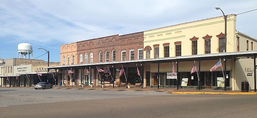 Downtown Holly Springs, Mississippi, part of the Holly Springs Courthouse Square Historic District.
