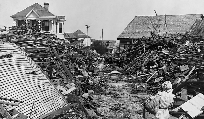 The complete destruction during the Galveston Hurricane of Sept. 1900