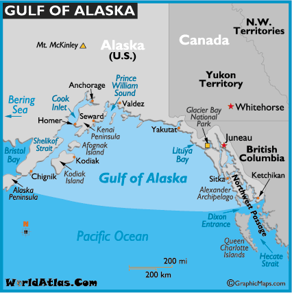 World Atlas  on World Map   North America   Gulf Of Alaska