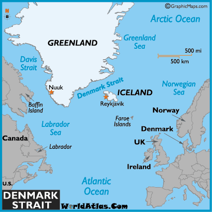  Denmark on Map Of Denmark Strait   World Straits  Denmark Strait Map Location