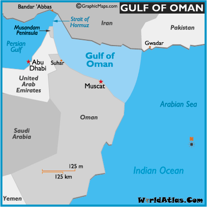 Images Of Oman. Map of Gulf of Oman,