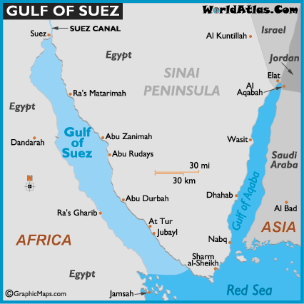 What are the bodies of water in the Middle East?