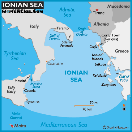 Αποτέλεσμα εικόνας για ionian sea map