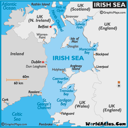  World  on Map Of Irish Sea   Irish Sea Map Loaction  World Seas   World Atlas
