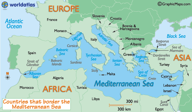 World Map Mediterranean Sea