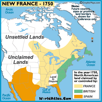  World  on New France Map 1750 Information Page