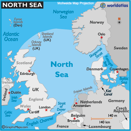 Worlds  on Map Of The North Sea   North Sea Map Location  World Seas   World