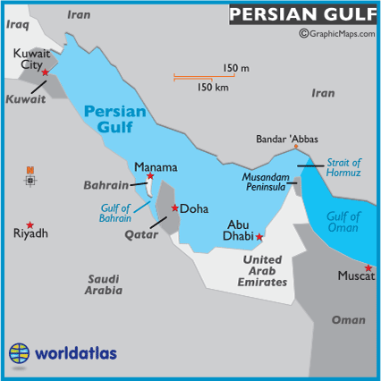World Atlas  on Persian Gulf Map  Location Facts  Persian Gulf History   World Atlas