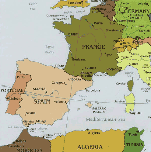 Political maps are designed to show governmental boundaries of countries, 