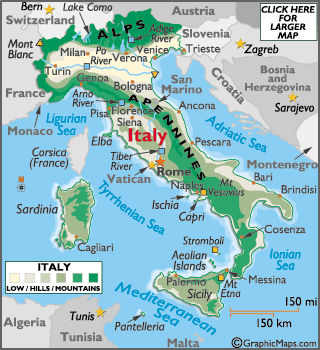 World Physical  on Physical Map Of Italy  Italy Mountains  Italy Map  Landforms Of Italy