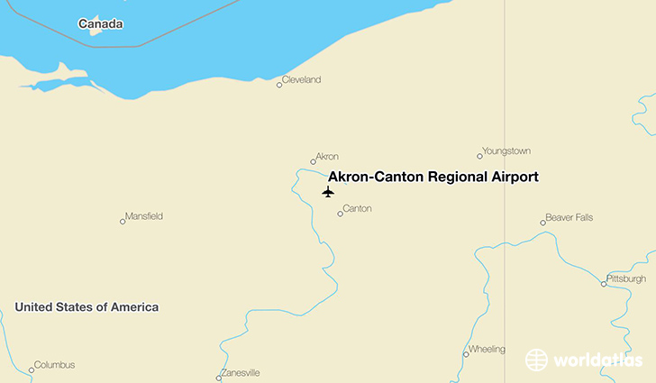 Akron-Canton Regional Airport location on a map