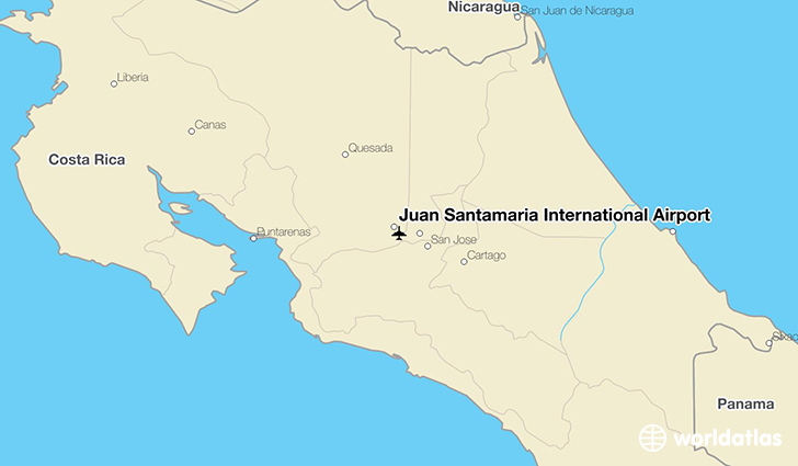Juan Santamaría International Airport location on a map