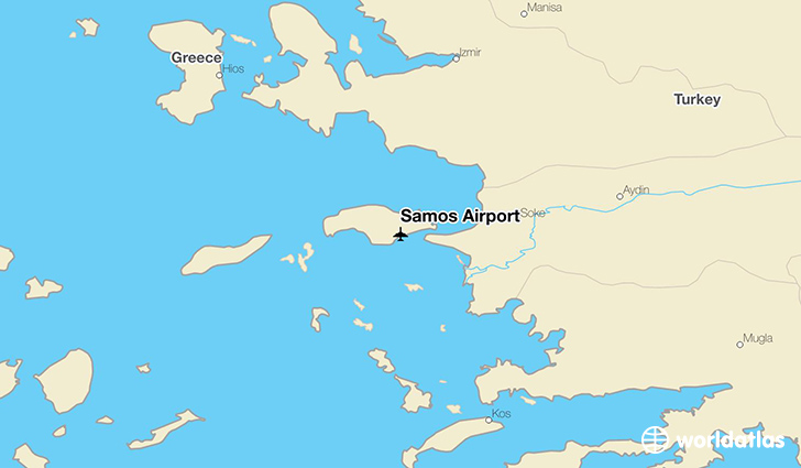 Samos Airport location on a map