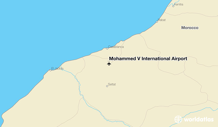 Mohammed V International Airport location on a map