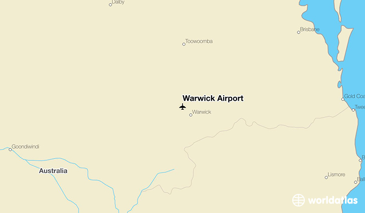 Warwick Airport location on a map