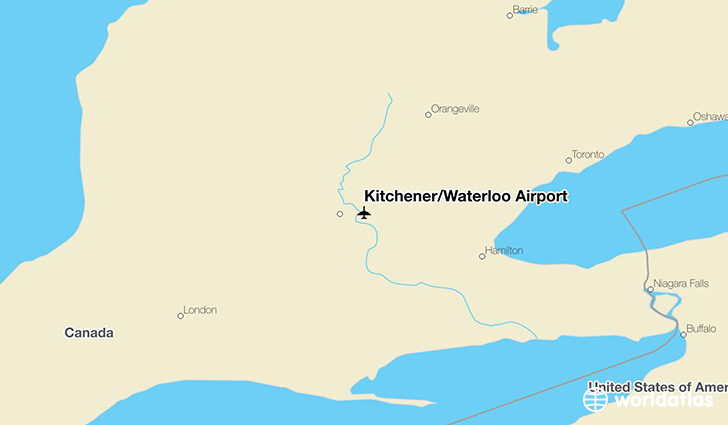 Kitchener/Waterloo Airport location on a map