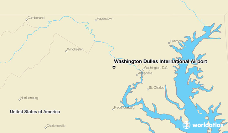 Washington Dulles International Airport location on a map
