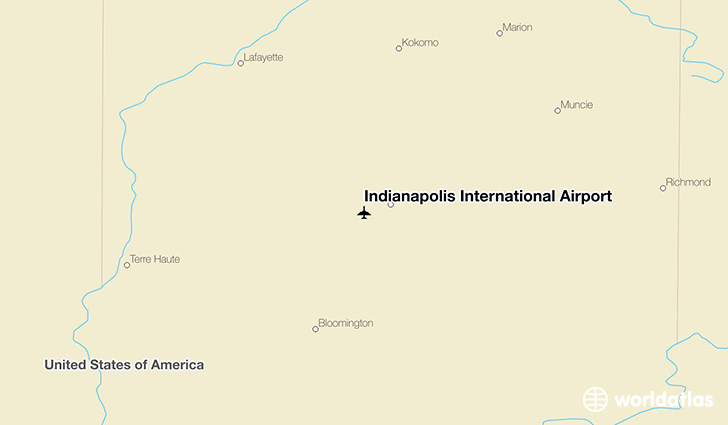 Indianapolis International Airport location on a map