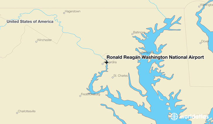 Ronald Reagan Washington National Airport location on a map