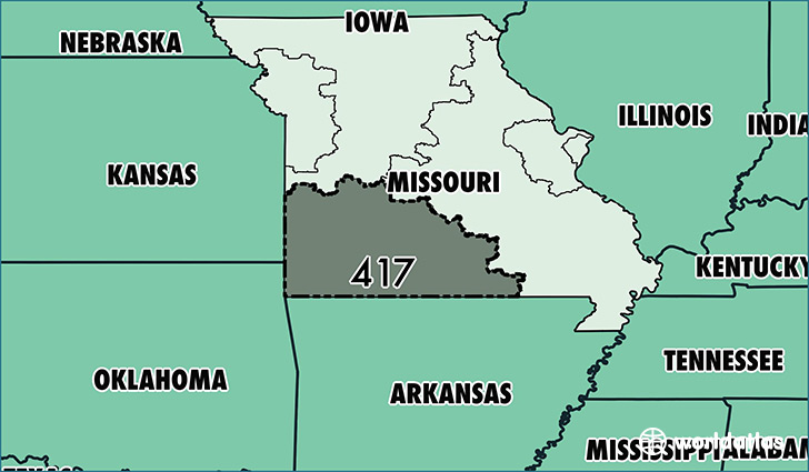 Where Is Area Code 417 Map Of Area Code 417 Springfield MO Area Code