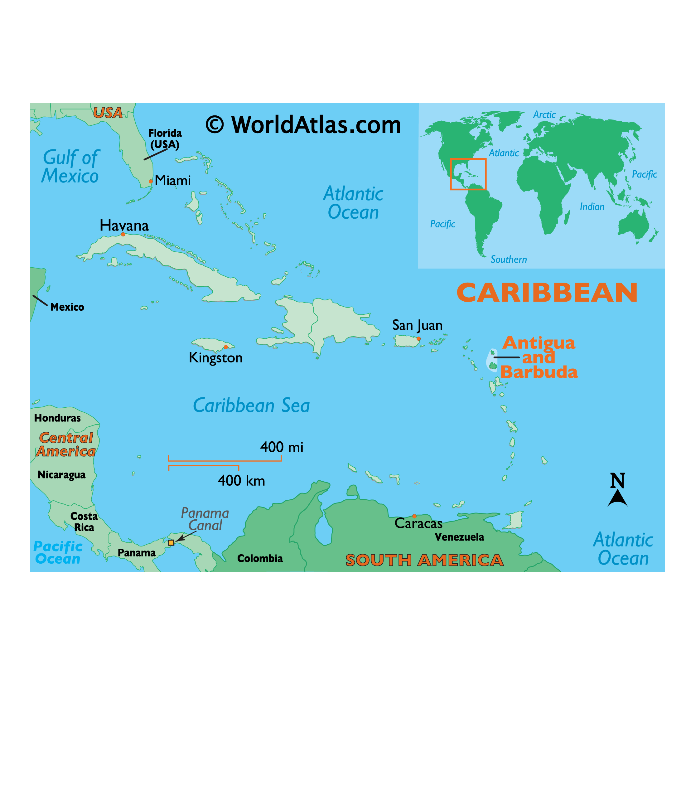 Caribbean Map Antigua