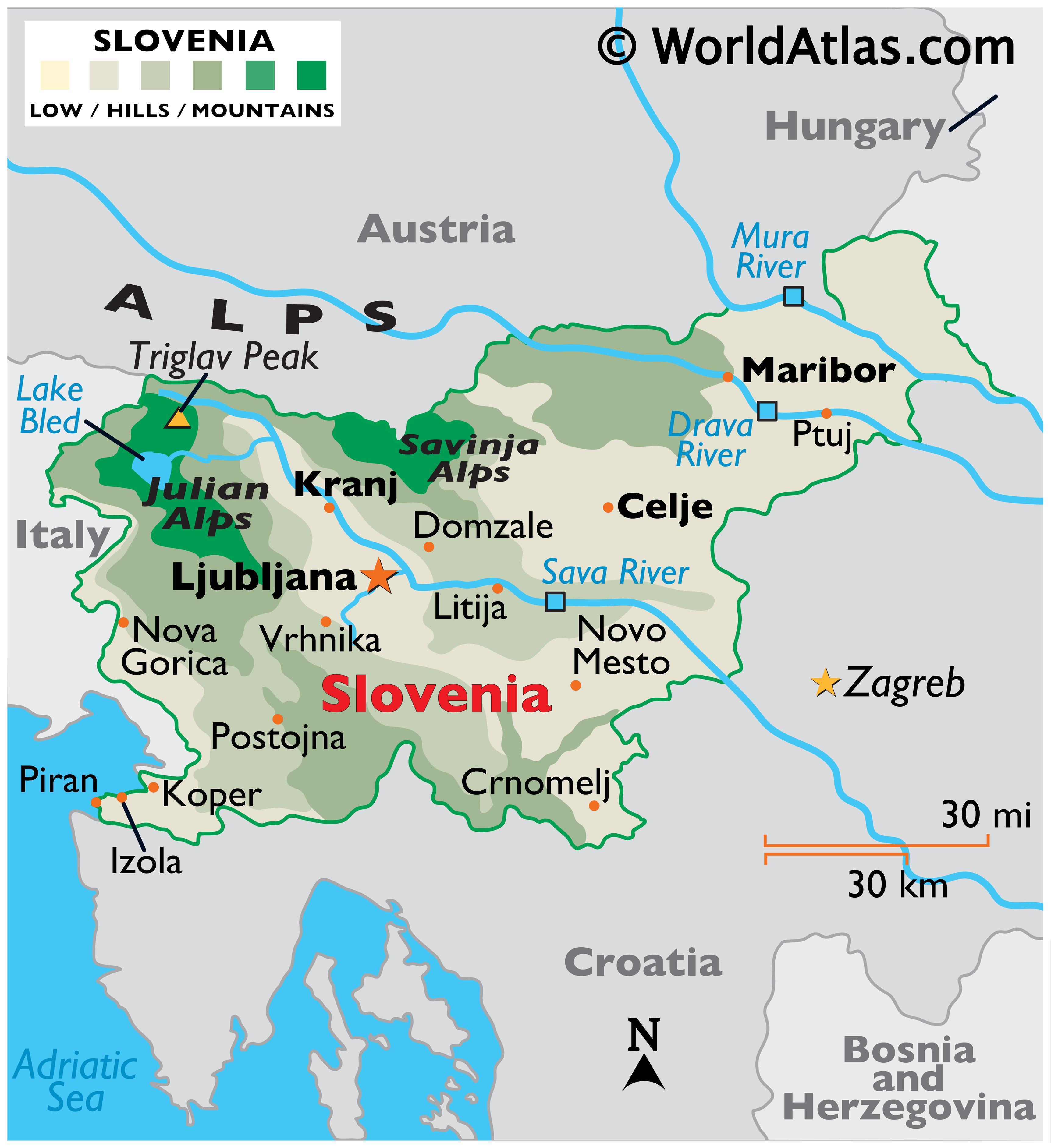 Slovenia Map / Geography of Slovenia / Map of Slovenia - Worldatlas.com