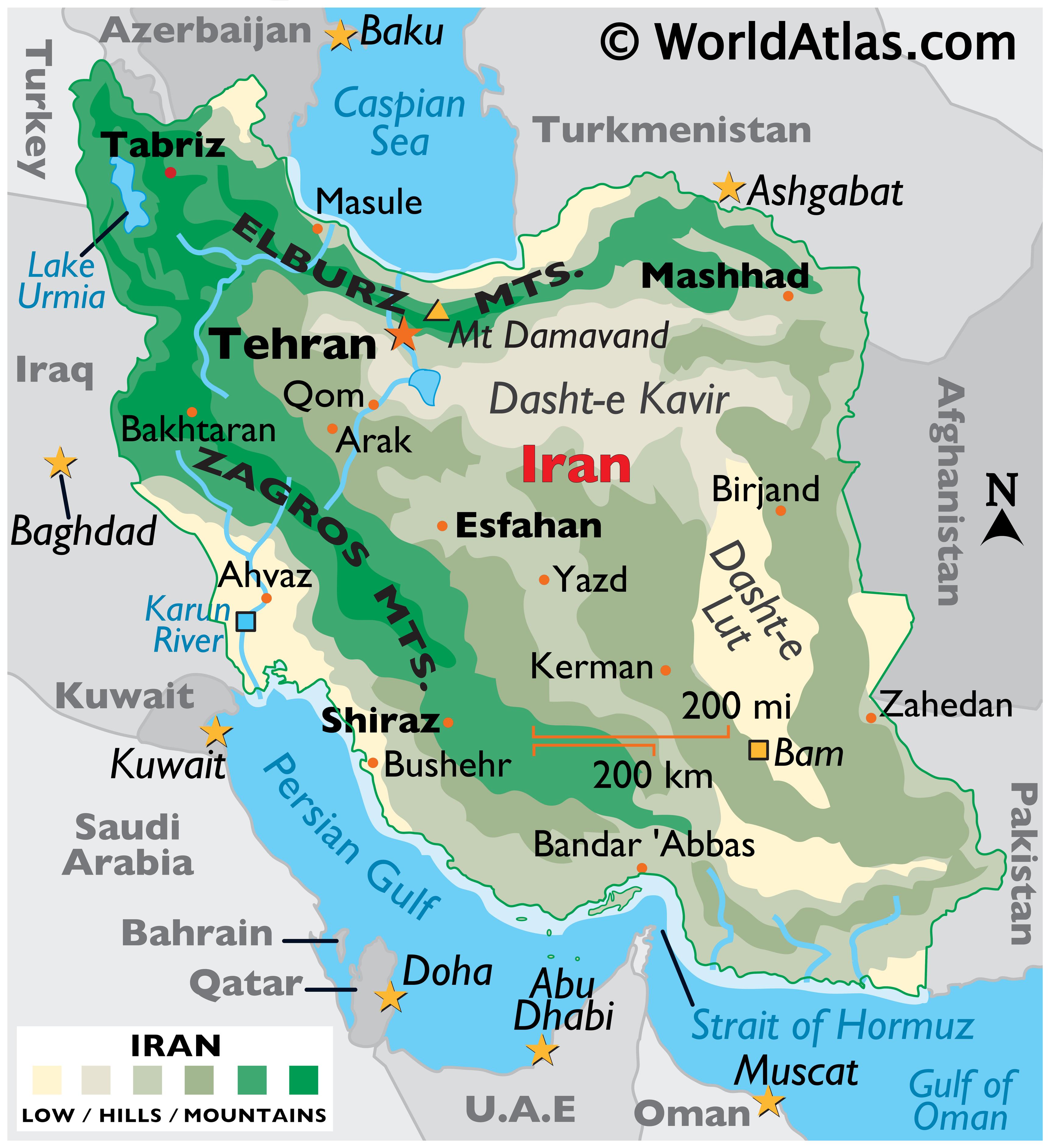 Iran Maps Including Outline And Topographical Maps