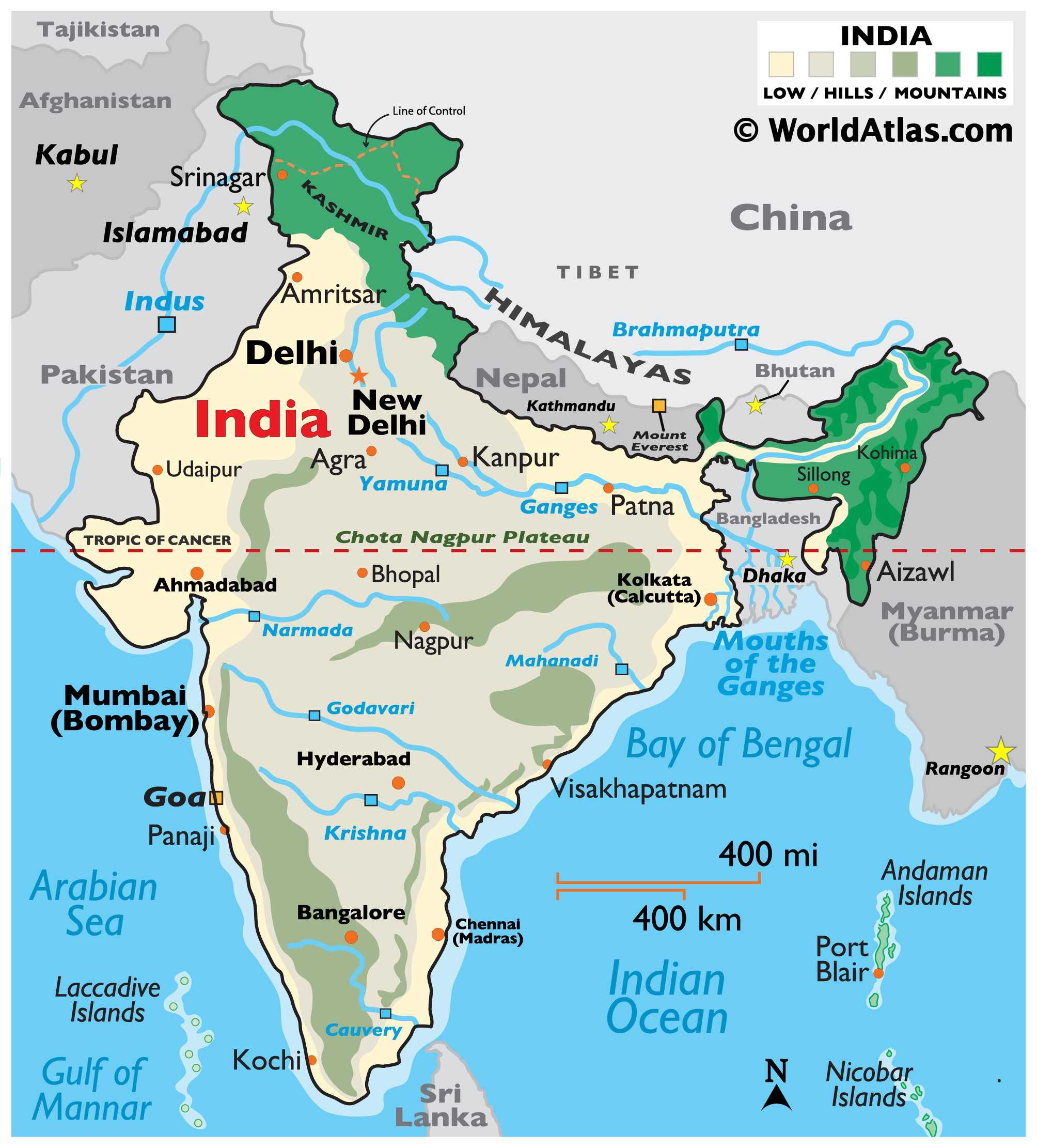 India Maps Including Outline and Topographical Maps - Worldatlas.com