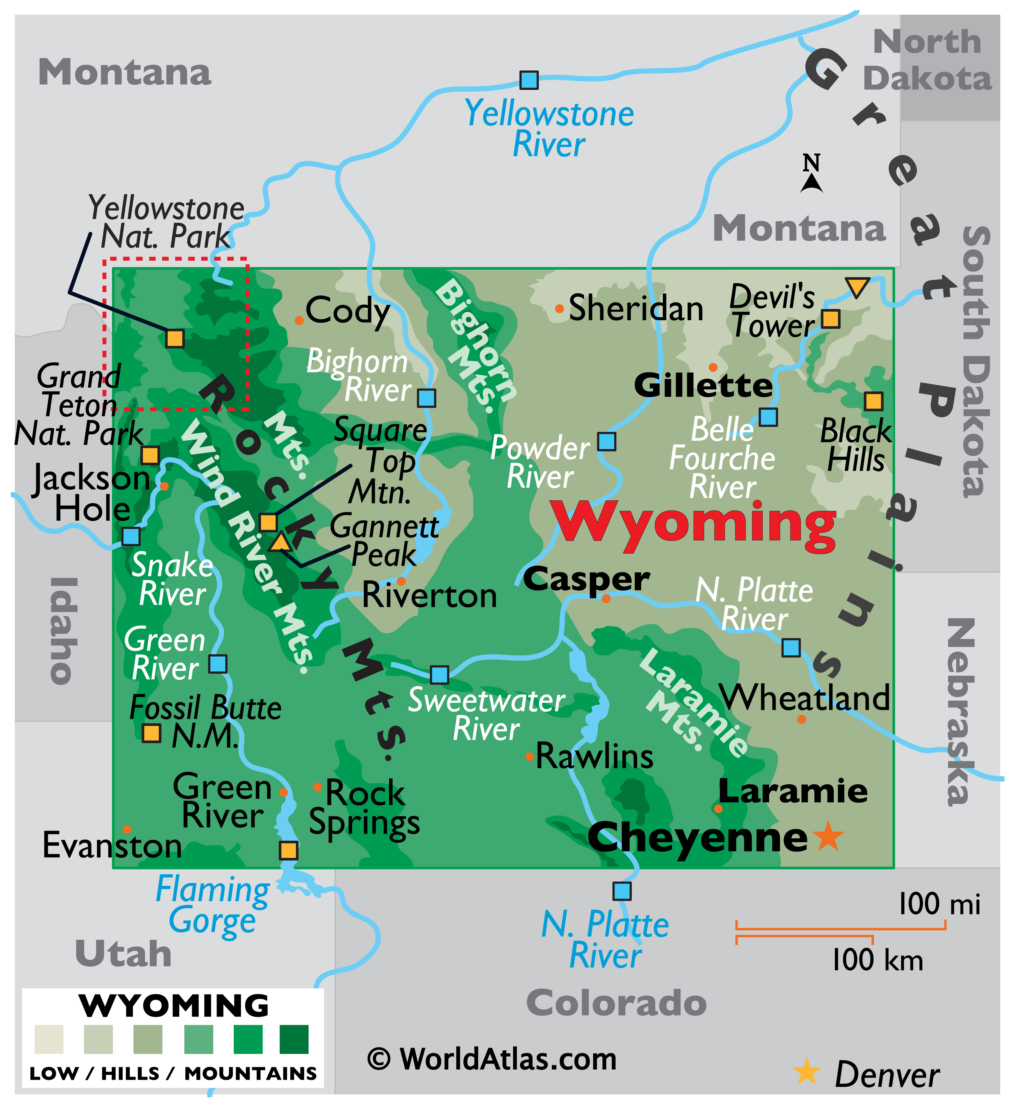 Map of Wyoming, USA