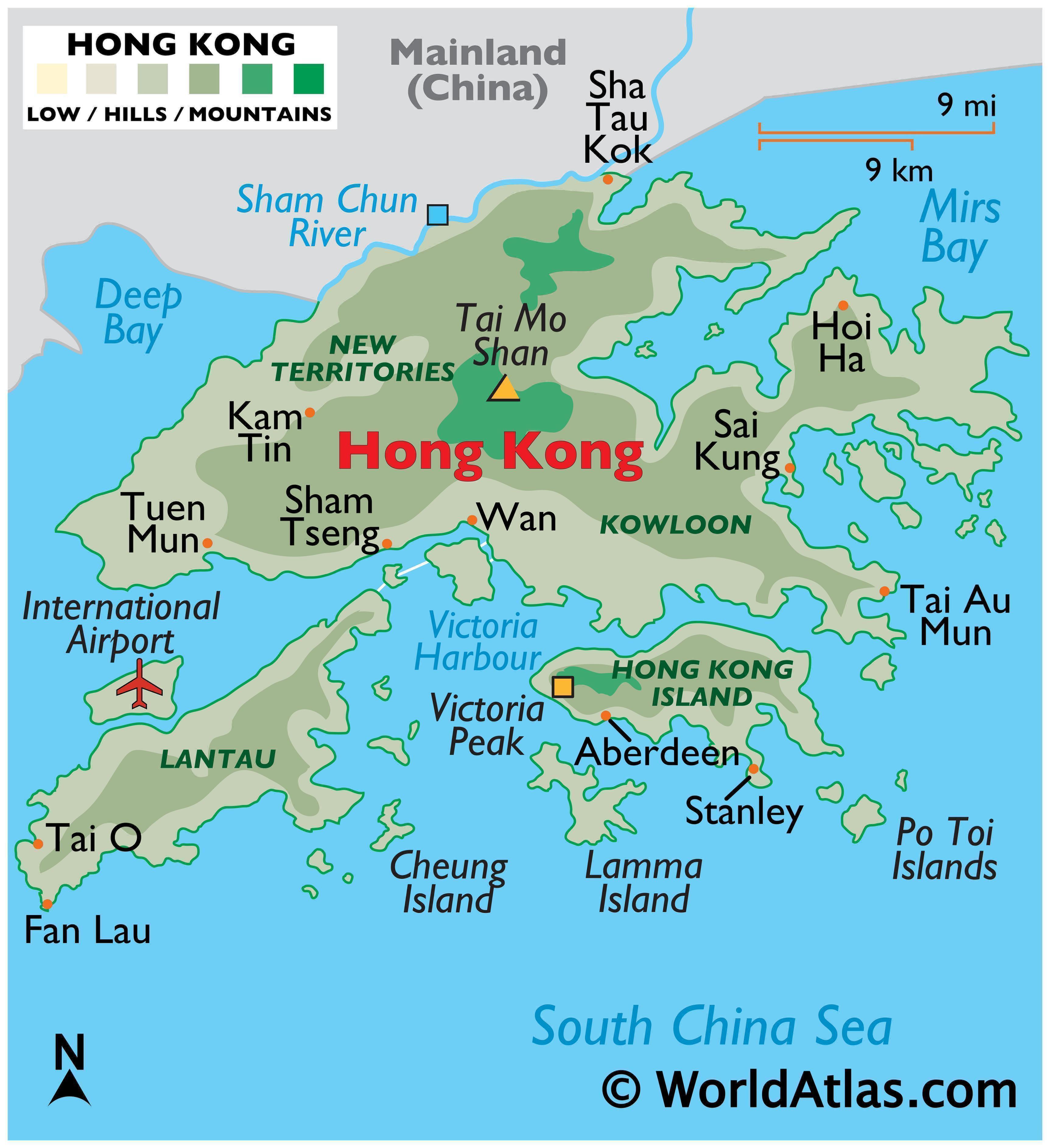 Hong Kong Large Color Map