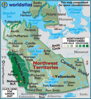 Map of Northwest Territories, Canada