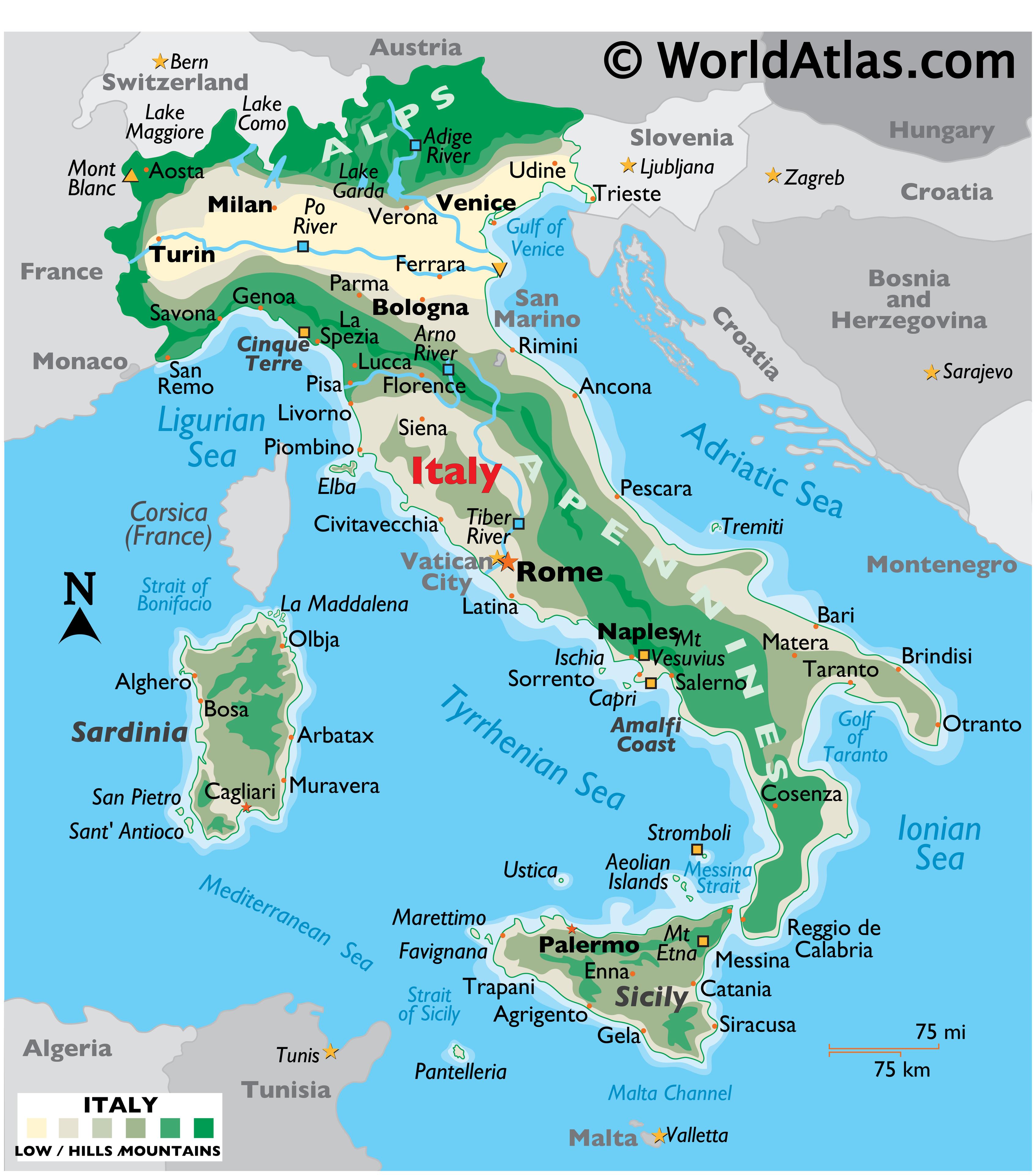 Italy Large Color Map