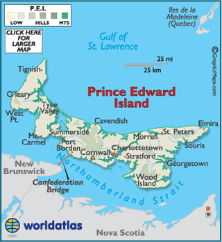 Map of Prince Edward Island, Canada