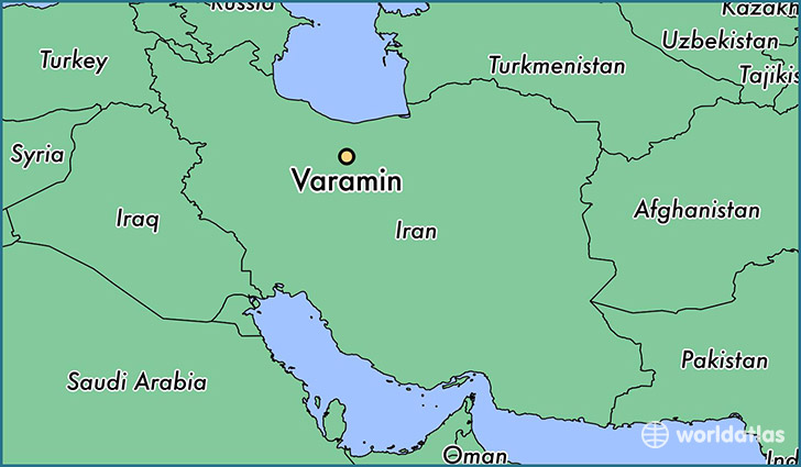 map showing the location of Varamin
