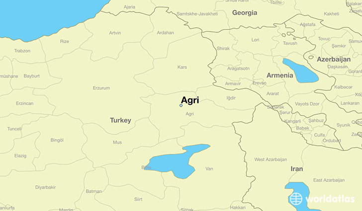 map showing the location of Agri