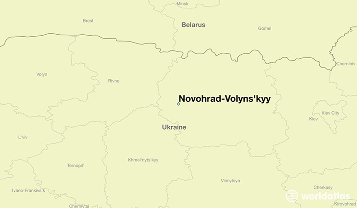 map showing the location of Novohrad-Volyns'kyy