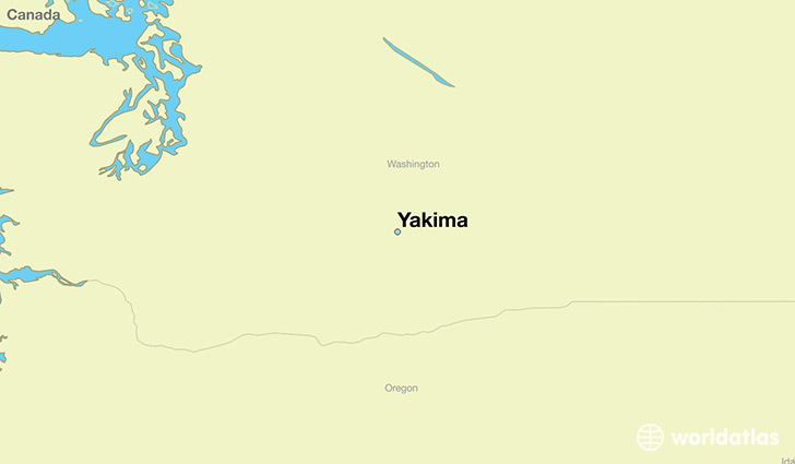 map showing the location of Yakima