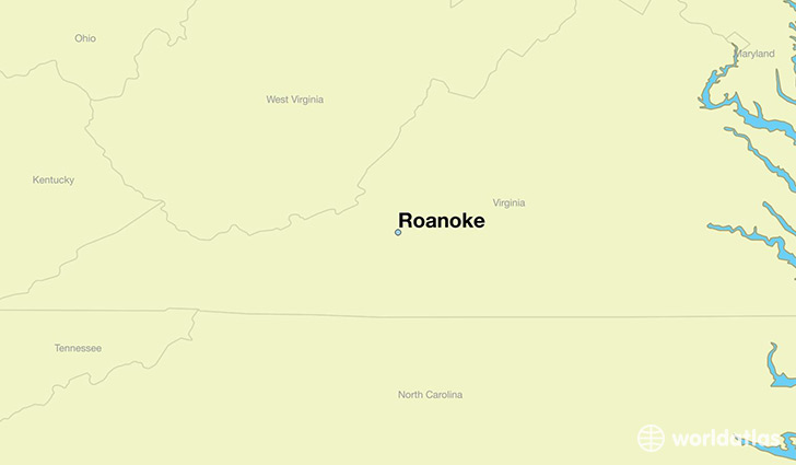 map showing the location of Roanoke