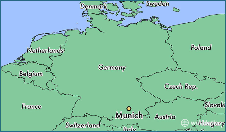map showing the location of Munich