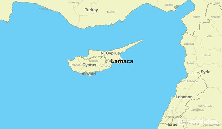 map showing the location of Larnaca