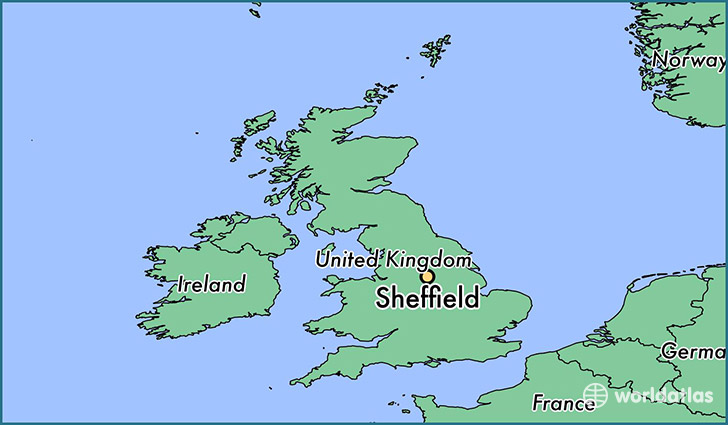 map showing the location of Sheffield
