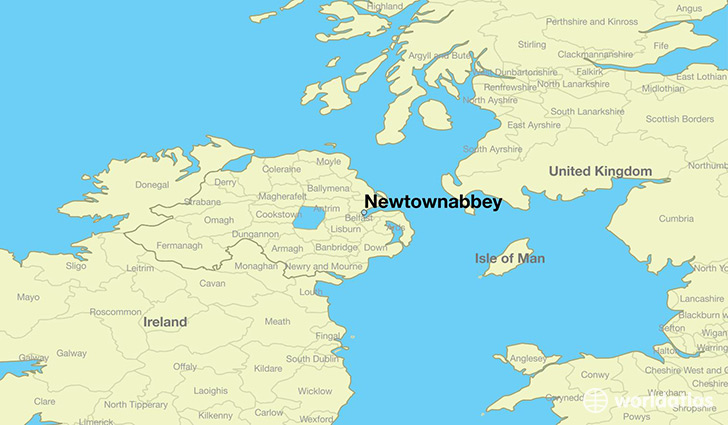 map showing the location of Newtownabbey